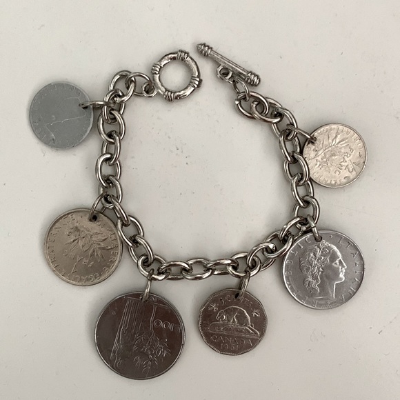 European coins charm bracelet - Picture 1 of 12